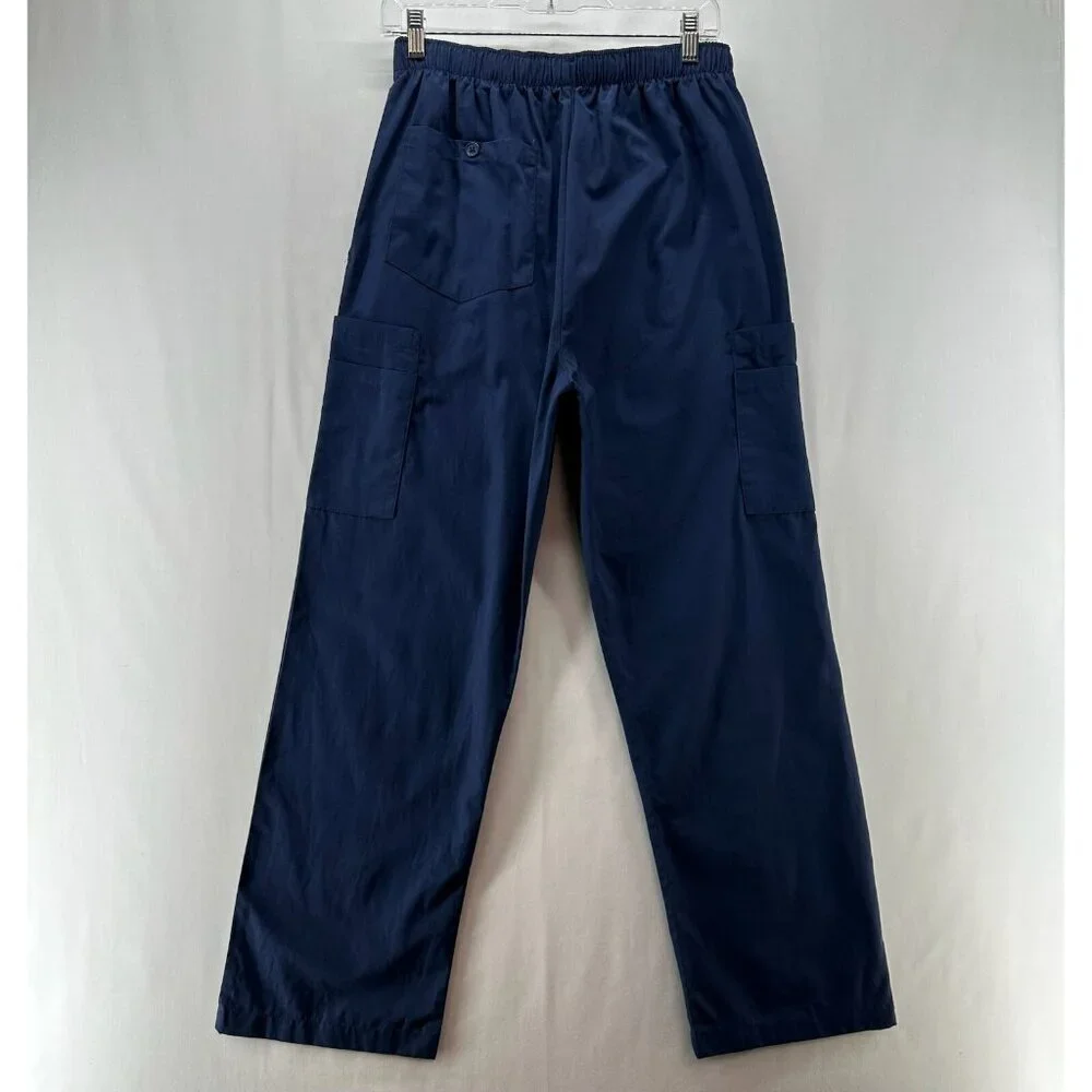 Landau Scrub Cargo Pants Men Sz S Short Elastic Waistband Pull On Workpants Blue